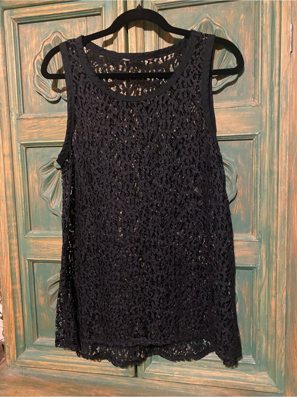 Women's Black Lace Overlay Tank Top